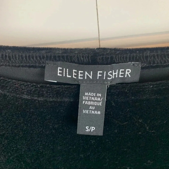 NWOT Eileen Fisher Stretch Velvet Shift Dress Black Casual Women’s Small - Picture 5 of 10
